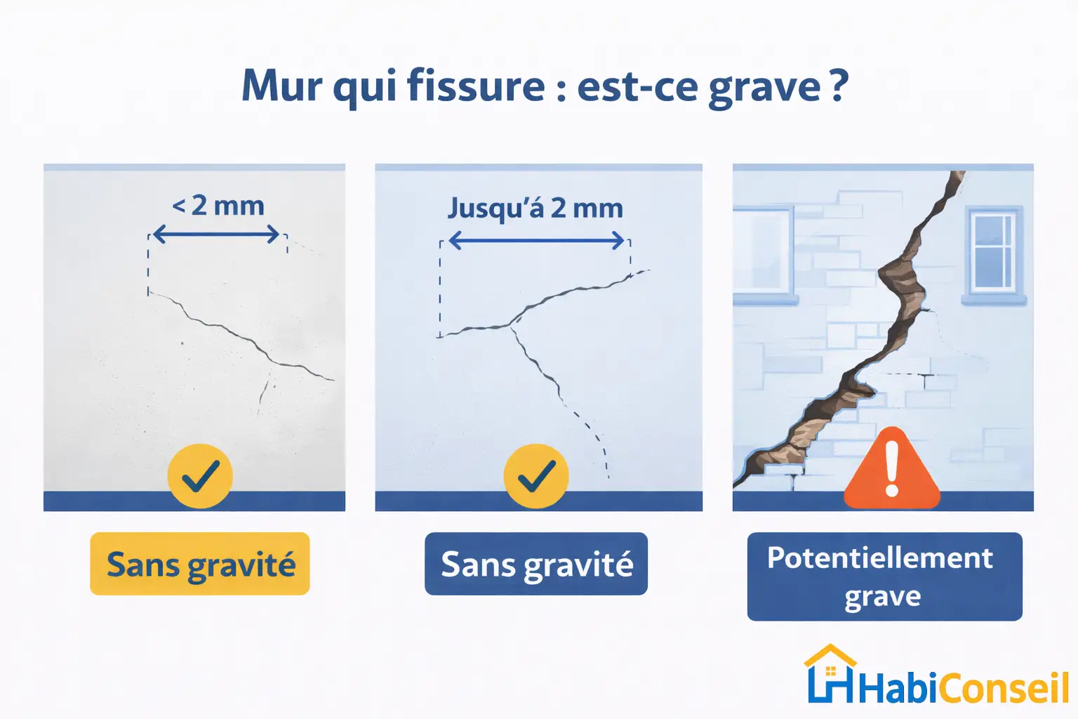 types de fissures mur microfissure fissure fine fissure structurelle danger