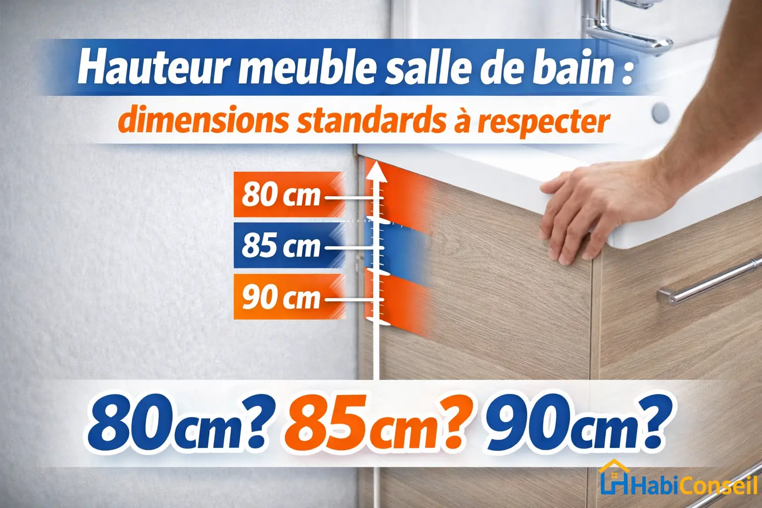 hauteur standard d’un meuble de salle de bain avec vasque environ 85 cm