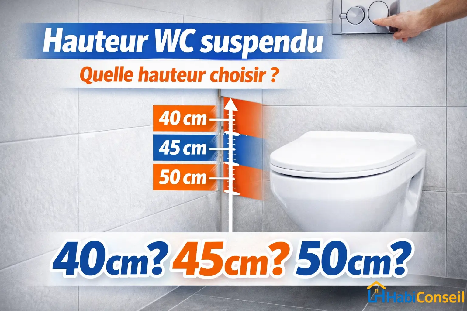 hauteur standard WC suspendu environ 40 à 45 cm du sol
