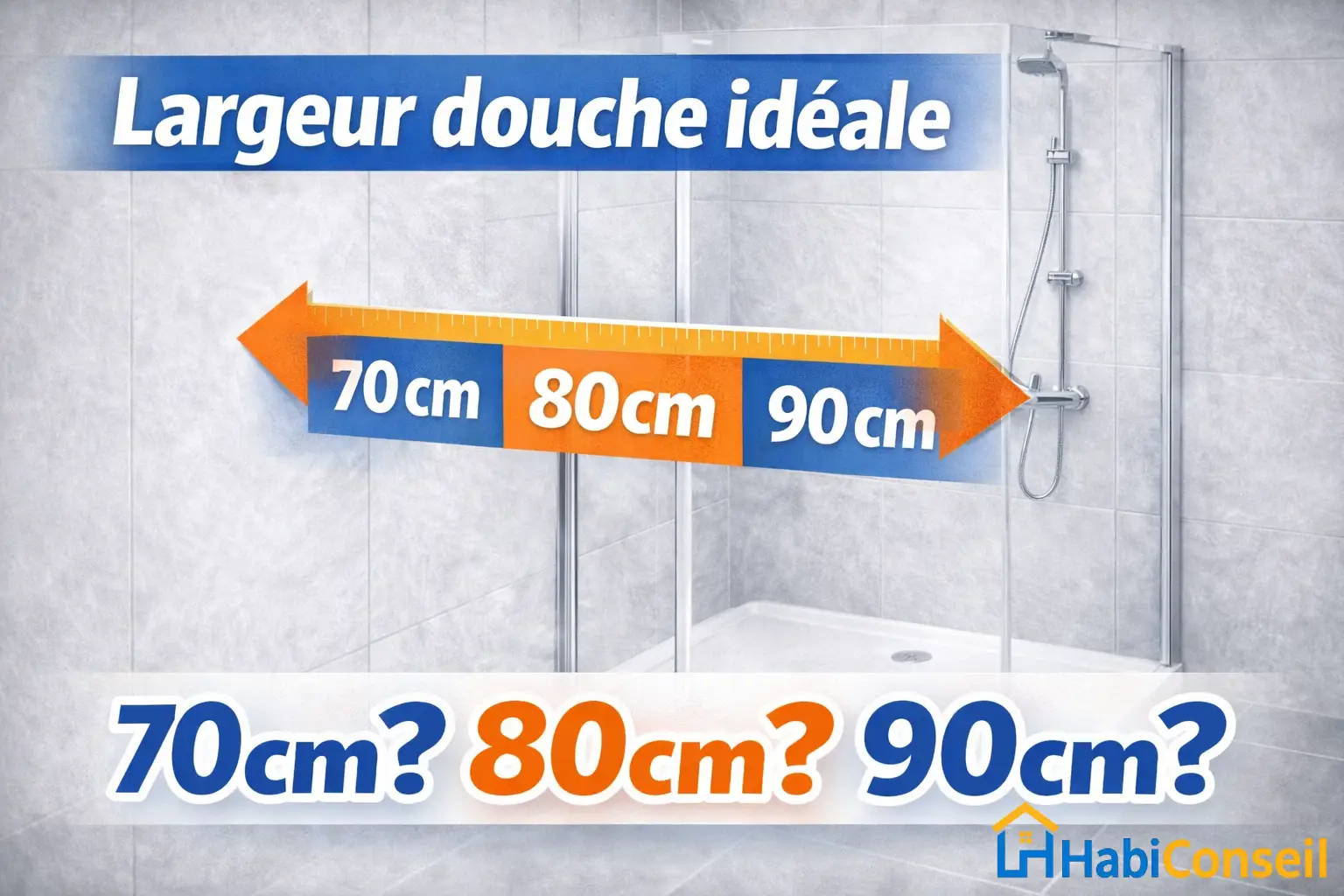 largeur idéale d’une douche entre 80 et 100 cm avec repères de dimensions